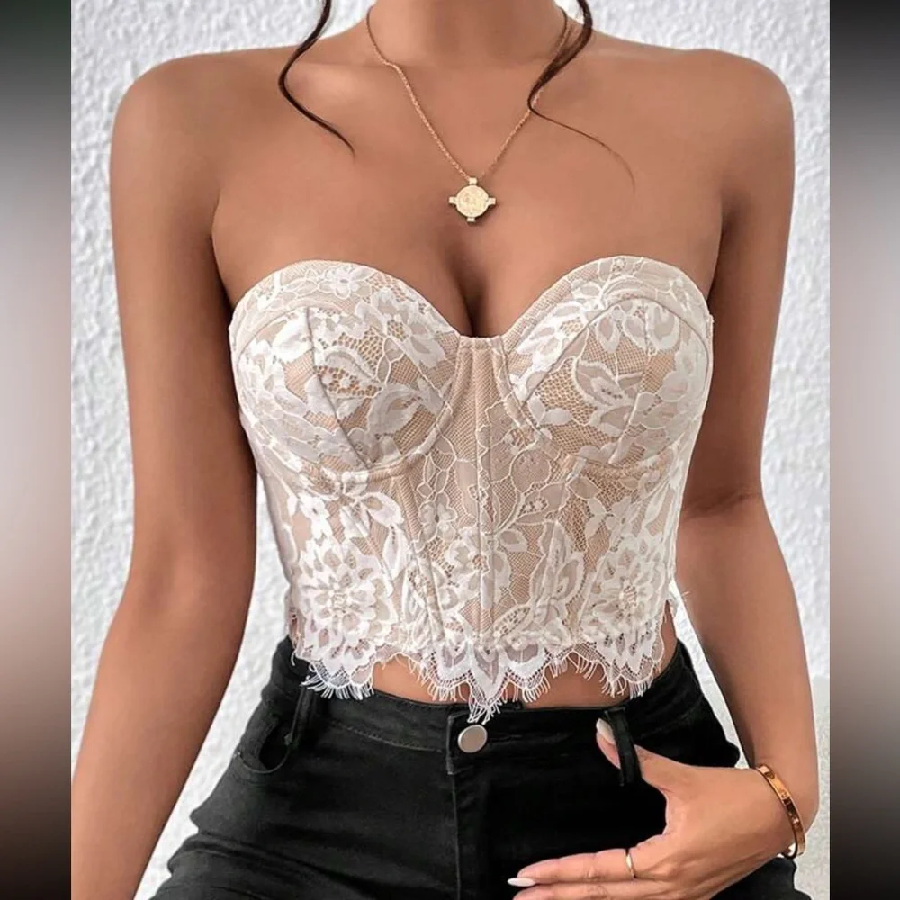Luxe lace bustier bralette crop top